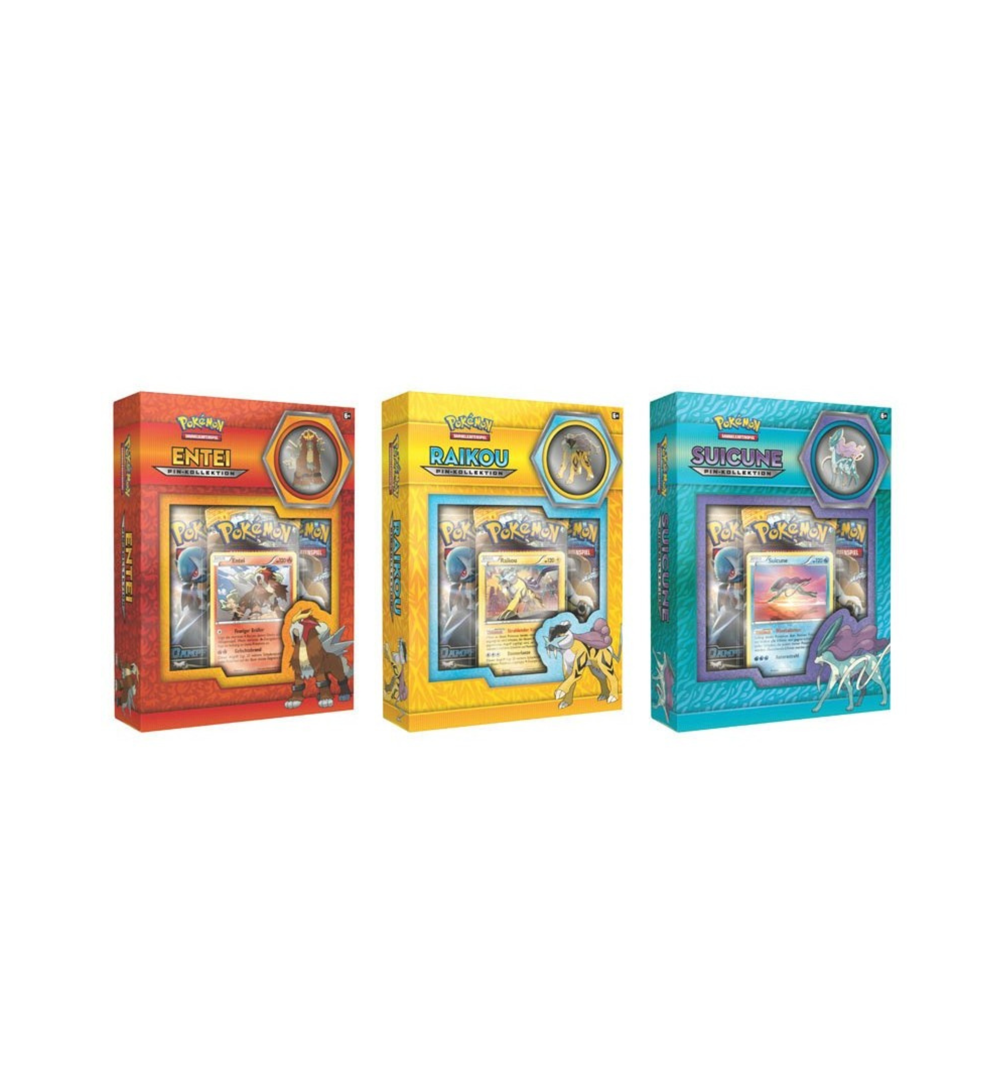 Trio coffrets Pin's Pokémon légendaires Raikou Suicune Entei XY Évolutions | Sneyzencorp