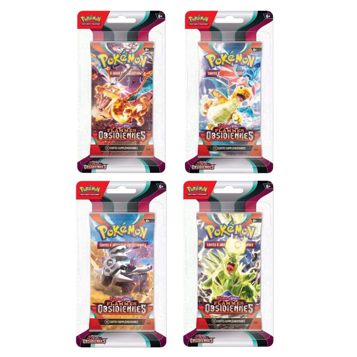 Artset 4 Blisters Pokémon EV03 Flammes Obsidiennes – Neuf et Scellé