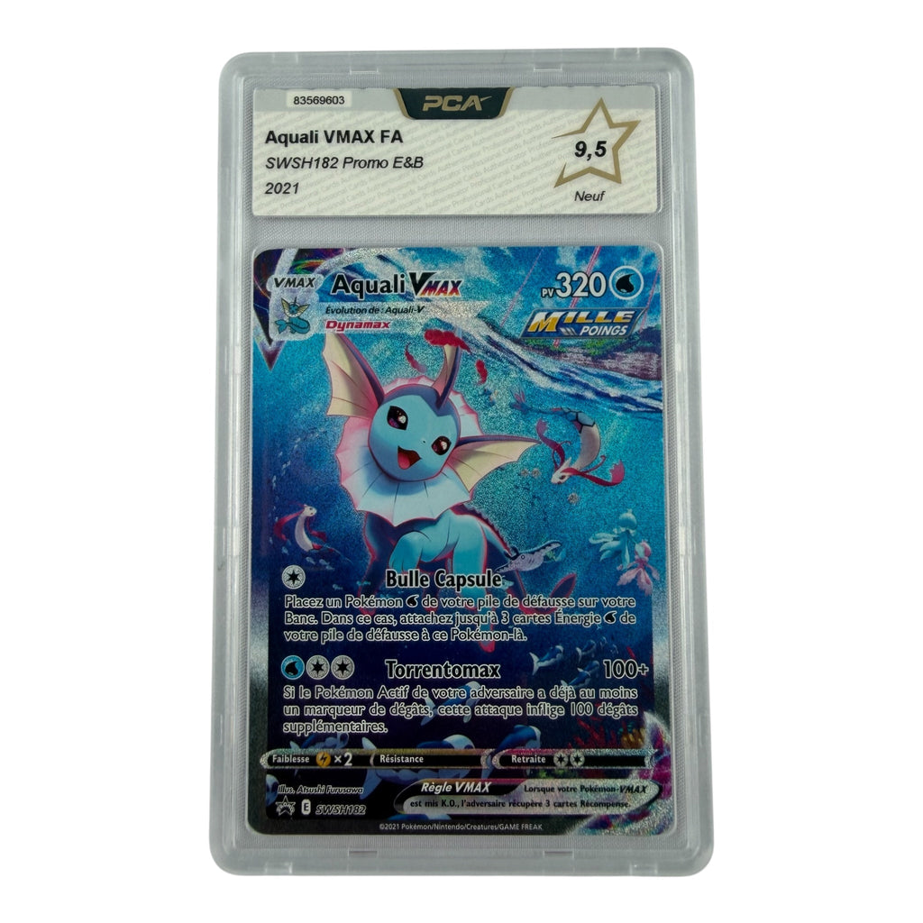 Carte Pokémon gradée Aquali Vmax SWSH182 PCA 9.5 – recto | Sneyzencorp