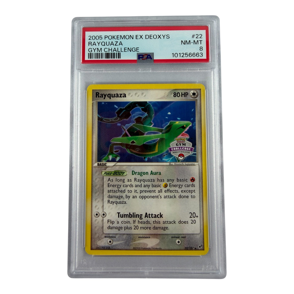 Carte Pokémon gradée Rayquaza GYM 22/107 PSA 8 – recto | Sneyzencorp