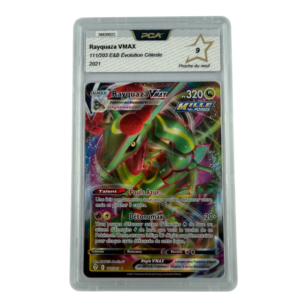 Carte Pokémon gradée Rayquaza Vmax 111/203 PCA 9 – recto | Sneyzencorp