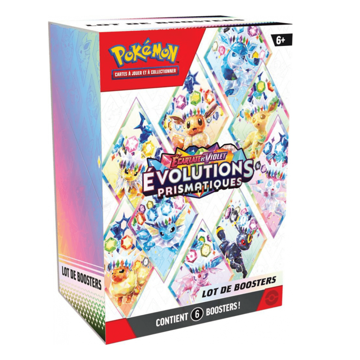 Bundle Pokémon EV8.5 Évolutions Prismatiques avec 6 boosters neufs et scellés, produit authentique sur Sneyzencorp.com