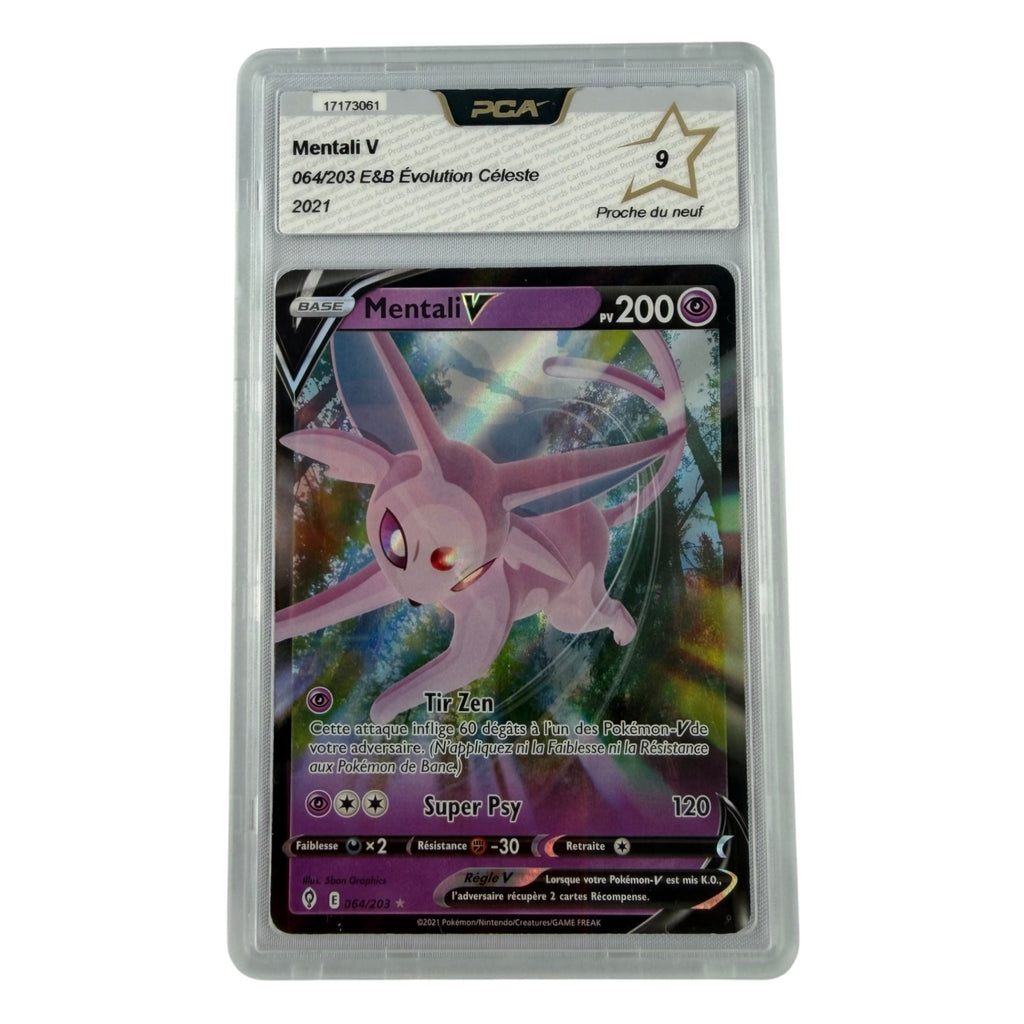 Carte Pokémon gradée Mentali V 064/203 PCA 9 – recto | Sneyzencorp