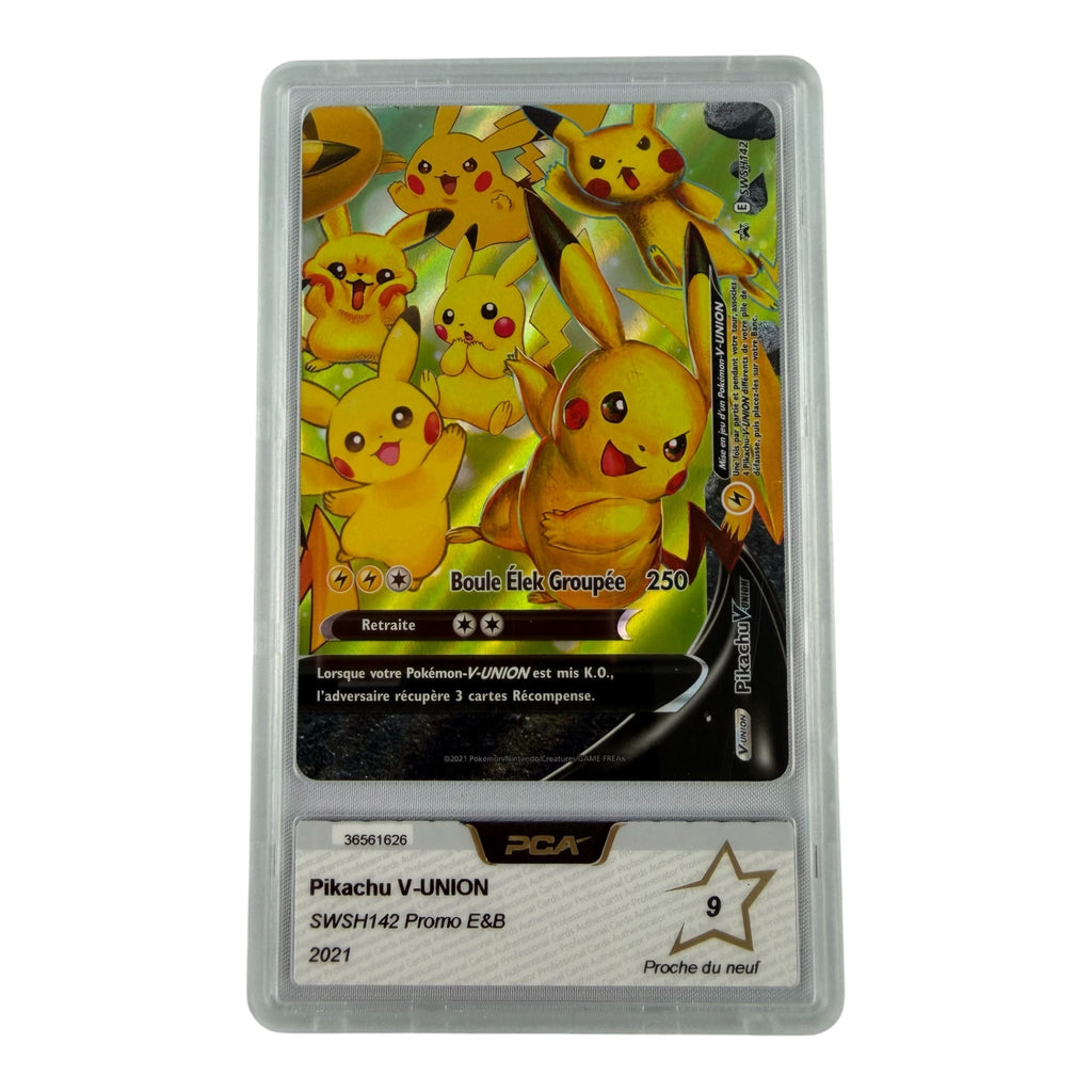 Carte Pokémon gradée Pikachu V-Union SWSH142 PCA 9 – recto | Sneyzencorp