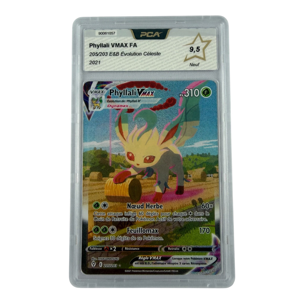 Carte Pokémon gradée Phyllali Vmax 205/203 PCA 9.5 – recto | Sneyzencorp