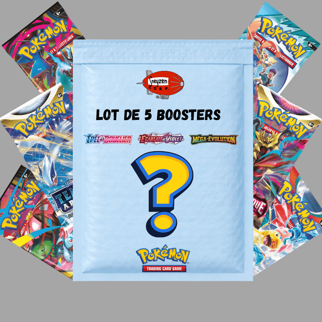 Pack Mystère Pokémon 5 boosters scellés EB EV ME sans doublon français