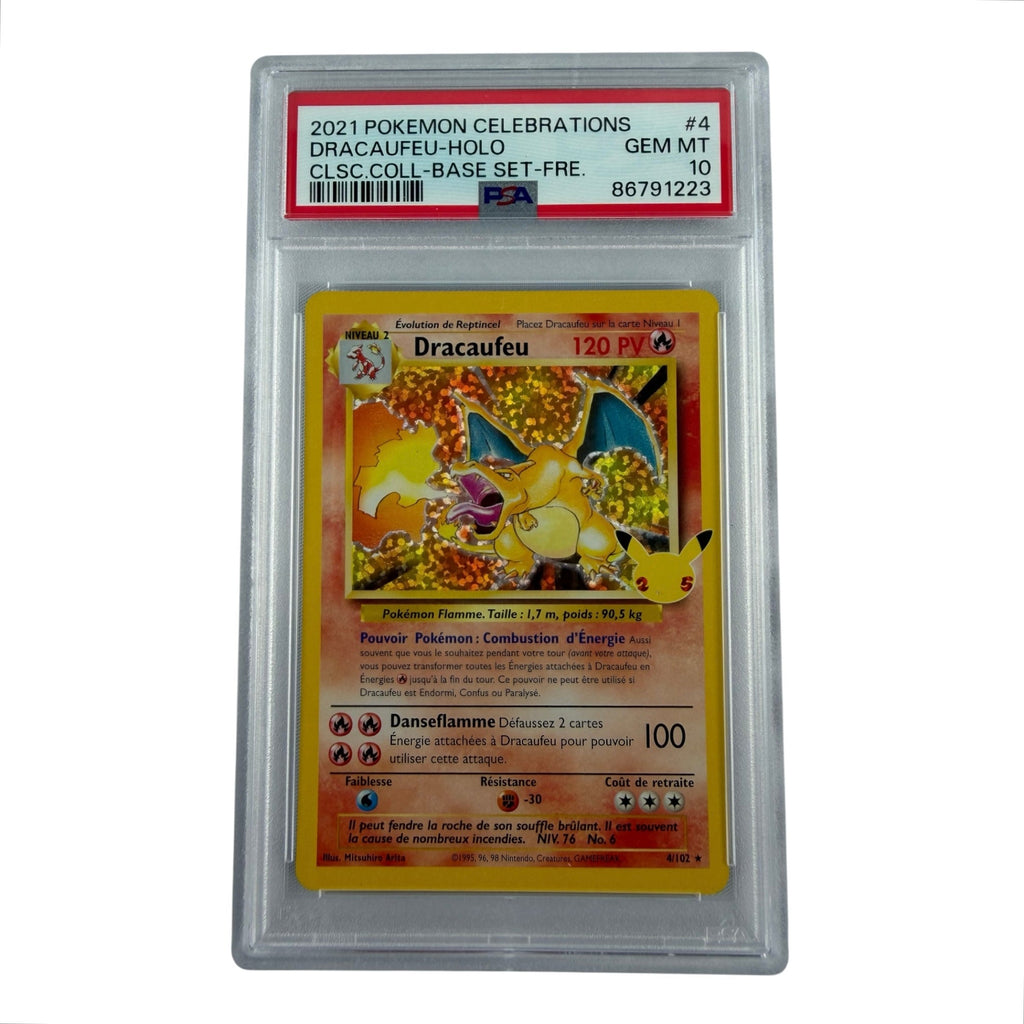 Carte Pokémon gradée Dracaufeu Célébration 4/102 PSA 10 – recto | Sneyzencorp