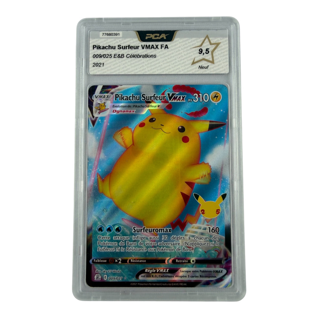 Carte Pokémon gradée Pikachu Surfeur Vmax 009/025 PCA 9.5 – recto | Sneyzencorp