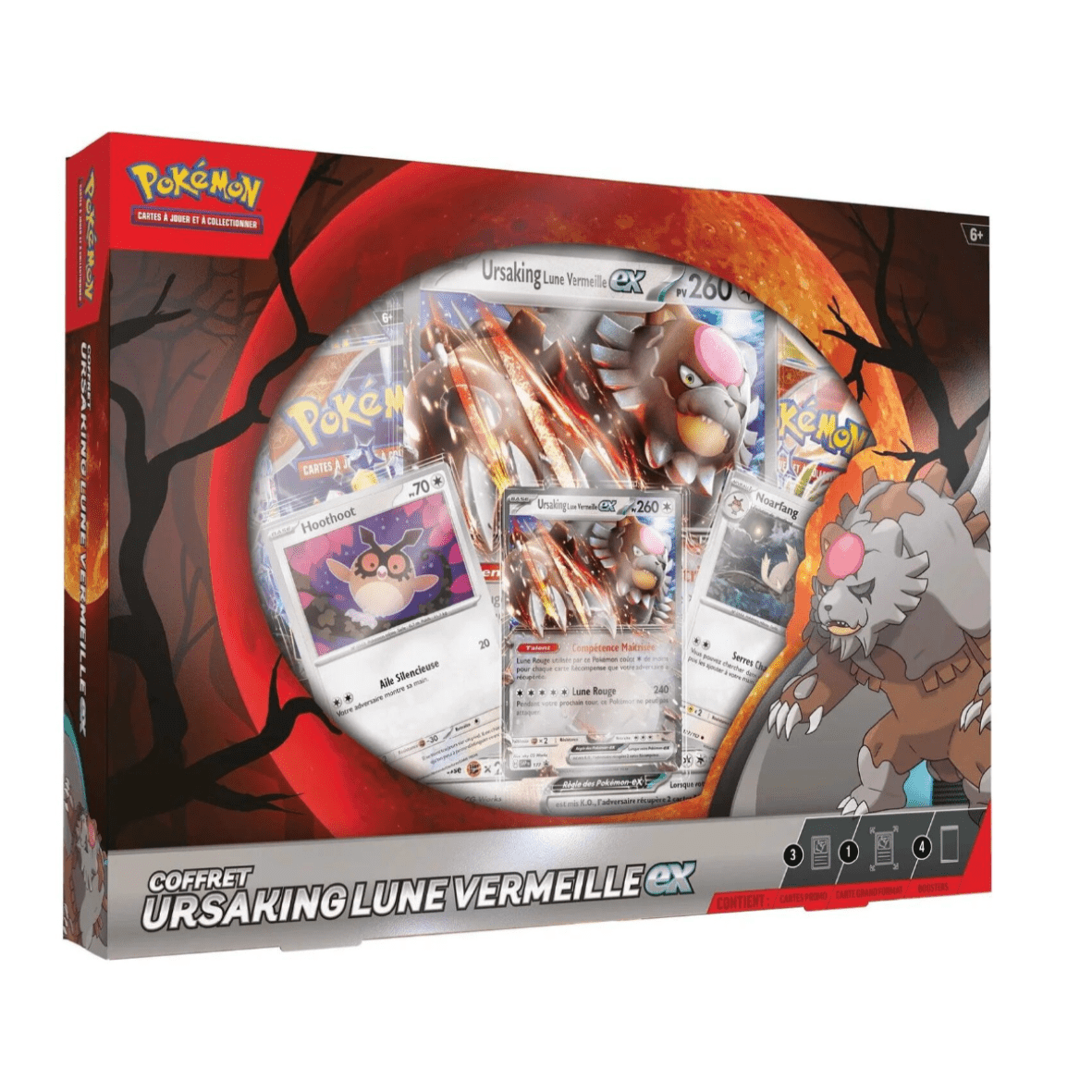 Coffret Pokémon Ursaking Lune Vermeille EX avec 4 boosters neufs et scellés, produit à collectionner sur Sneyzencorp.com