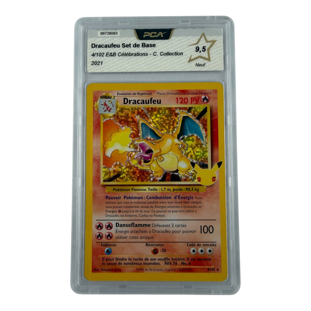 Carte Pokémon gradée Dracaufeu Célébration 4/102 PCA 9.5 – recto | Sneyzencorp