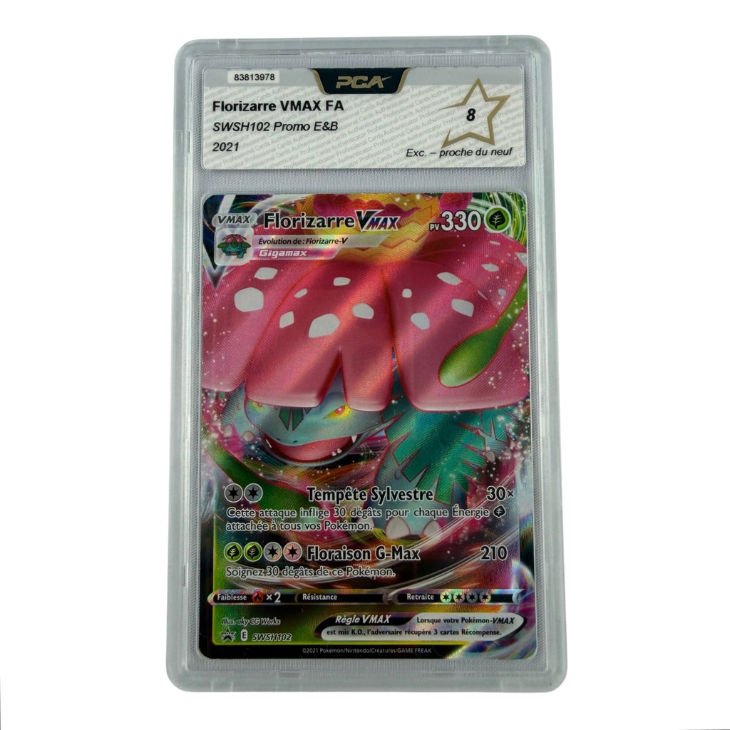 Carte Pokémon gradée Florizarre Vmax SWSH102 PCA 8 – recto | Sneyzencorp
