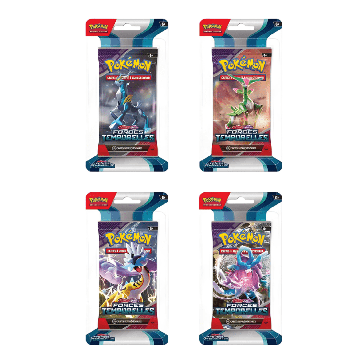 Artset 4 blisters Pokémon EV05 Forces Temporelles neufs et scellés, produits à collectionner sur Sneyzencorp.com