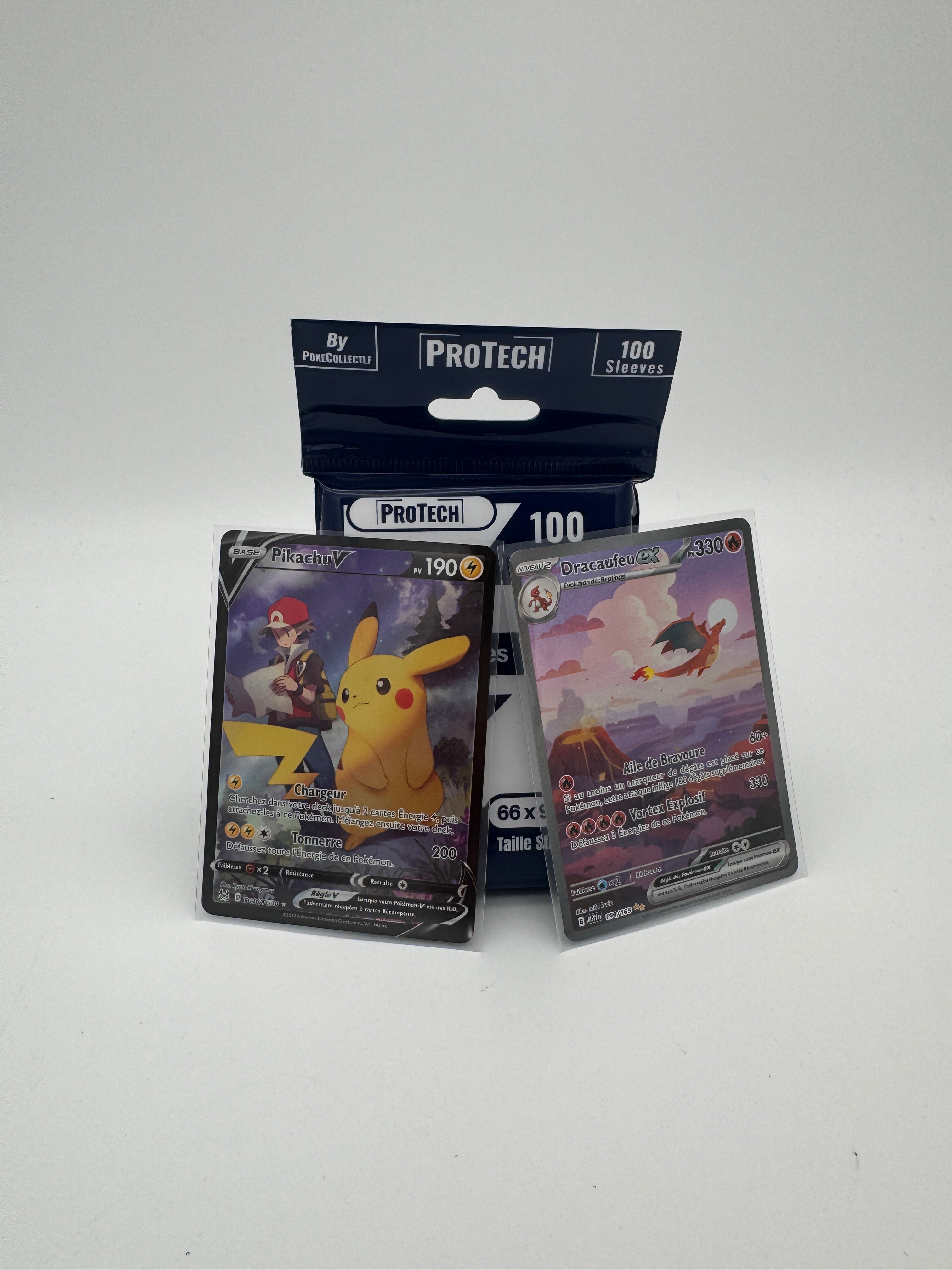 Paquet de 100 sleeves Protech protège cartes Pokémon et JCC, produit neuf pour protéger vos collections sur Sneyzencorp.com