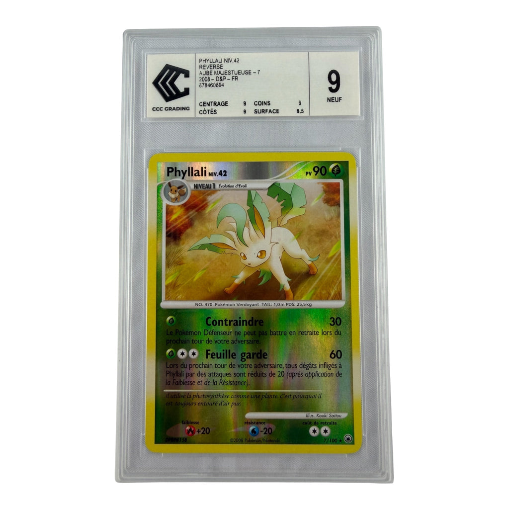 Carte Pokémon gradée Phyllali Reverse 7/100 CCC 9 – recto | Sneyzencorp