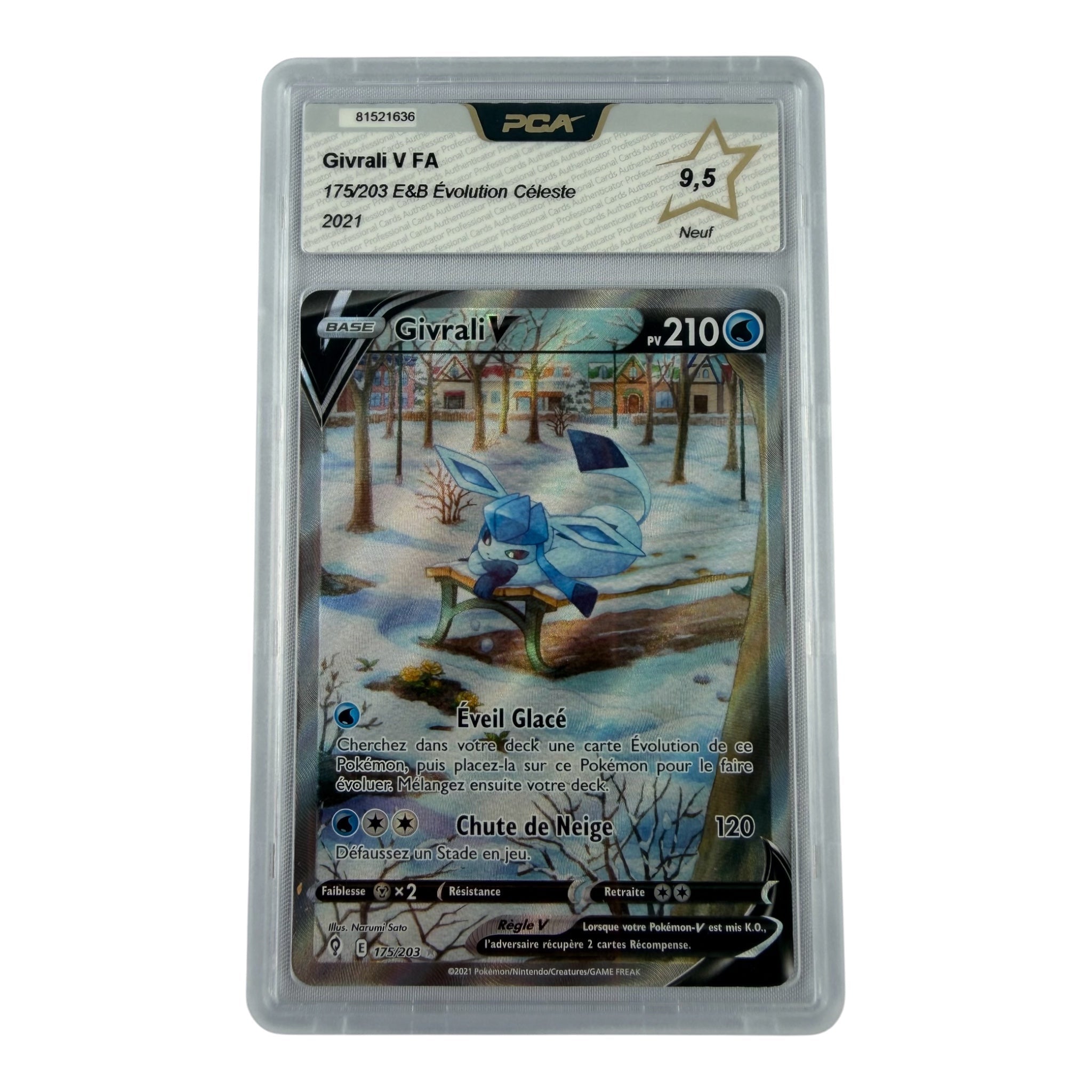 Carte Pokémon gradée Givrali V 175/203 PCA 9.5 – recto | Sneyzencorp